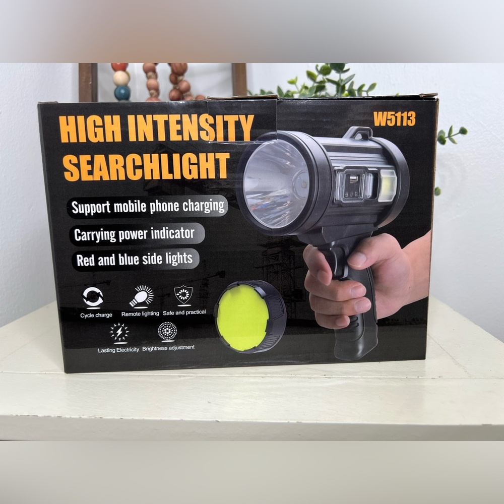 Brand New-Rechargeable Spotlight, 3000 Lumens Bright LED Spotlight Flashlight